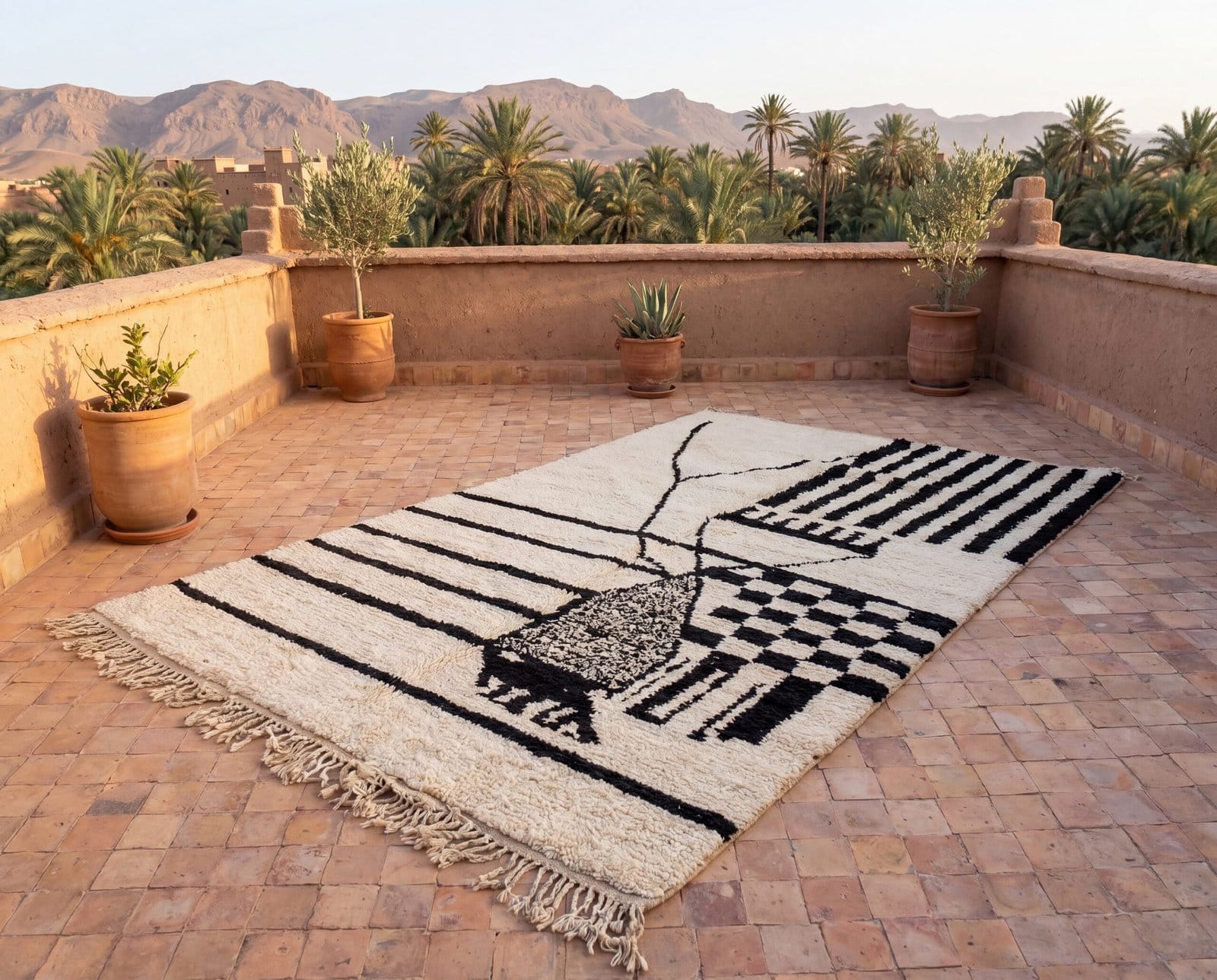 handwoven-moroccan-berber-rug-minimalist-black-white-wool-rug Abstract Berber Wool Rug | Black White Moroccan Tribal Carpet | Large Geometric Abstract Rug