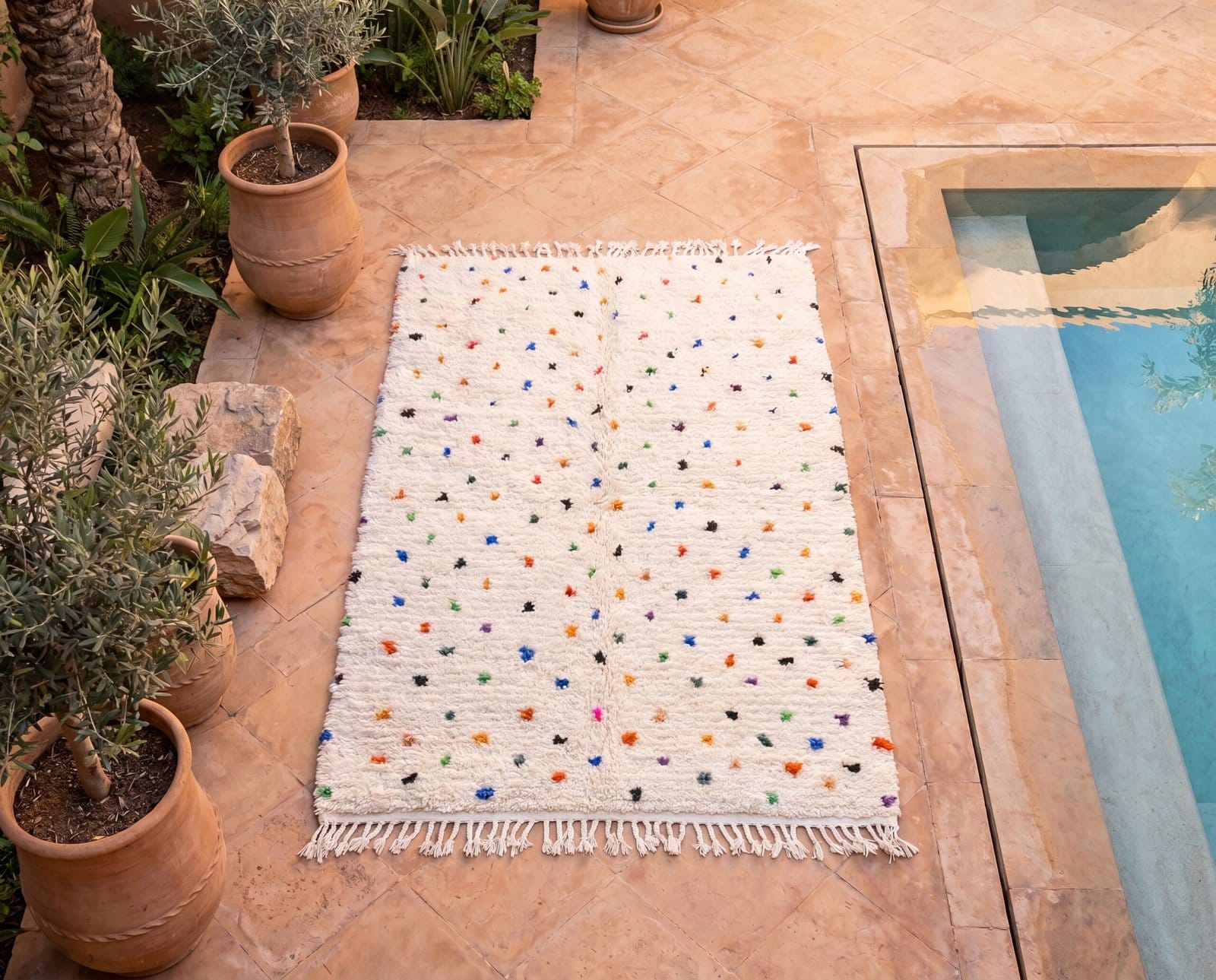 large-moroccan-polka-dot-rug-plush-berber-living-room-rug Ivory Polka Dot Moroccan Rug | Handmade Berber Wool Carpet | Modern Boho Area Rug | Nursery & Living Room Decor | Custom Size Rug