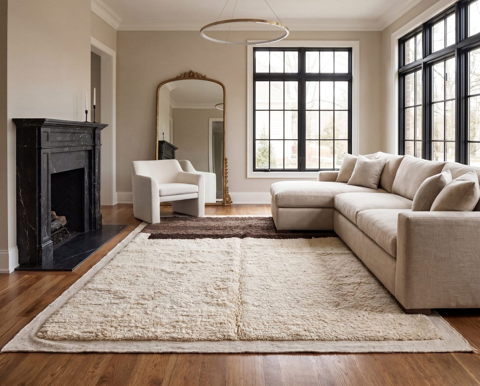 large-moroccan-wool-area-rug-minimalist-home-decor-jpg Luxury Beni Ourain Rug | Ivory & Brown Handmade Moroccan Wool Area Rug