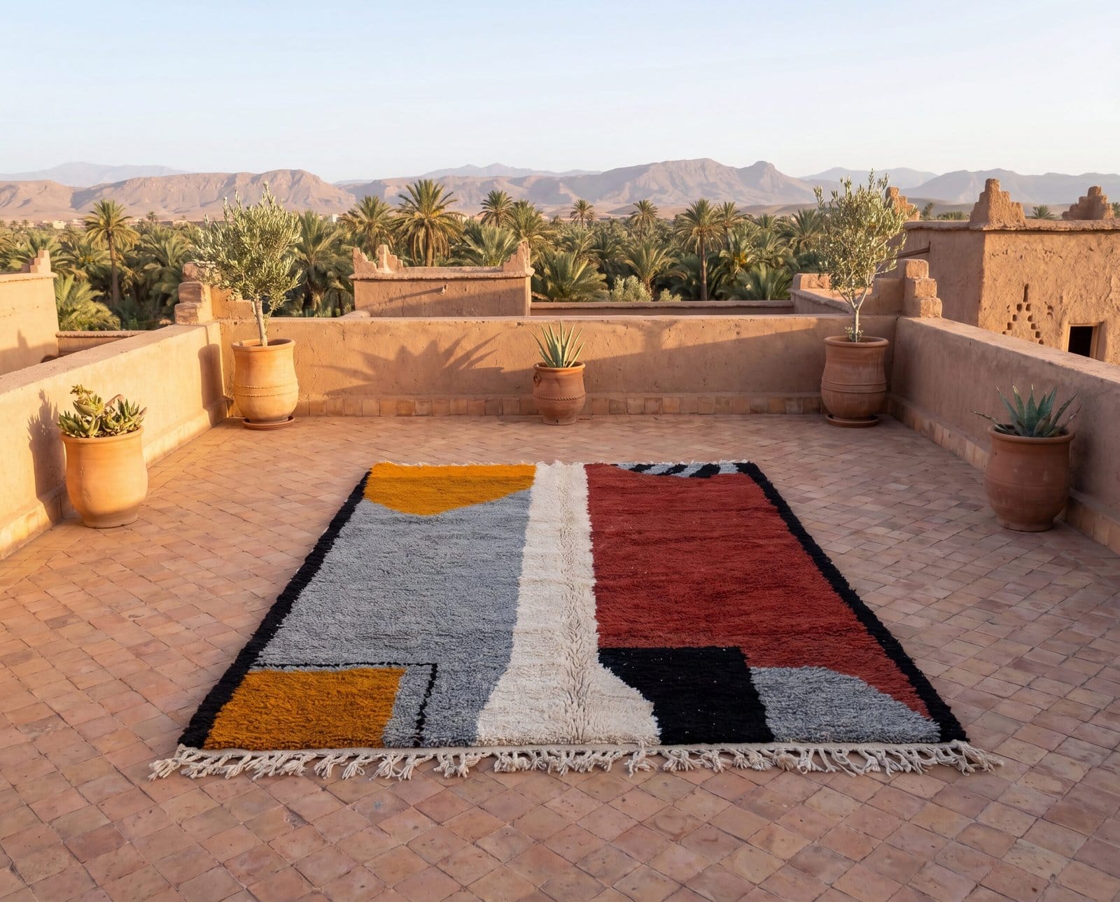 luxury-beni-mrirt-rug-colorful-moroccan-area-rug Modern Colorblock Moroccan Rug | Handmade Berber Wool Area Rug | Geometric Color Block Carpet | Boho Living Room Rug | Custom Size