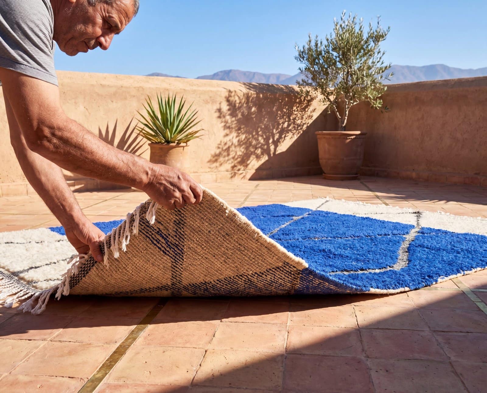 luxury-beni-ourain-rug-blue-white-boho-decor Royal Blue Beni Ourain Rug | Handmade Moroccan Berber Wool Area Rug for Modern Boho Decor