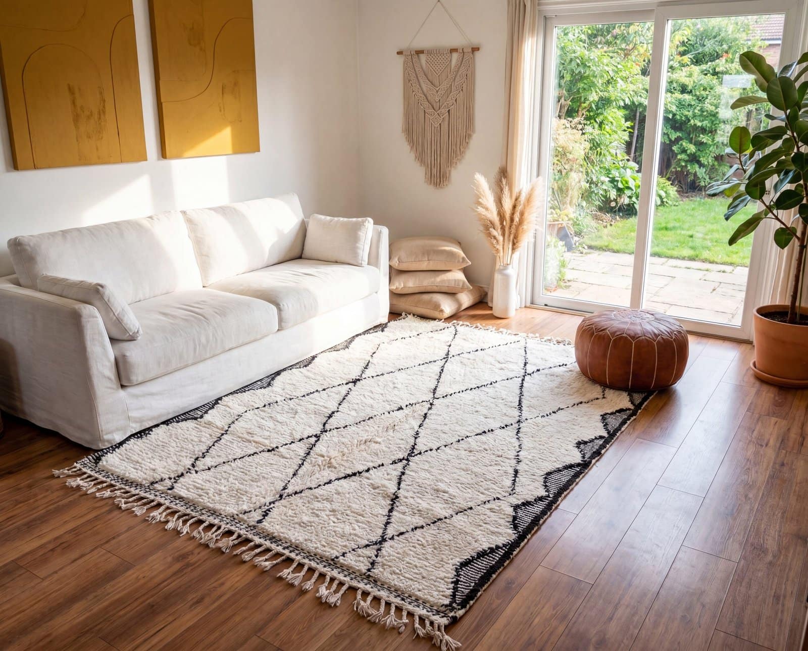 luxury-beni-ourain-rug-handmade-wool-area-rug Handmade Ivory Black Geometric Berber Wool Rug – Moroccan Tribal Boho Statement Carpet