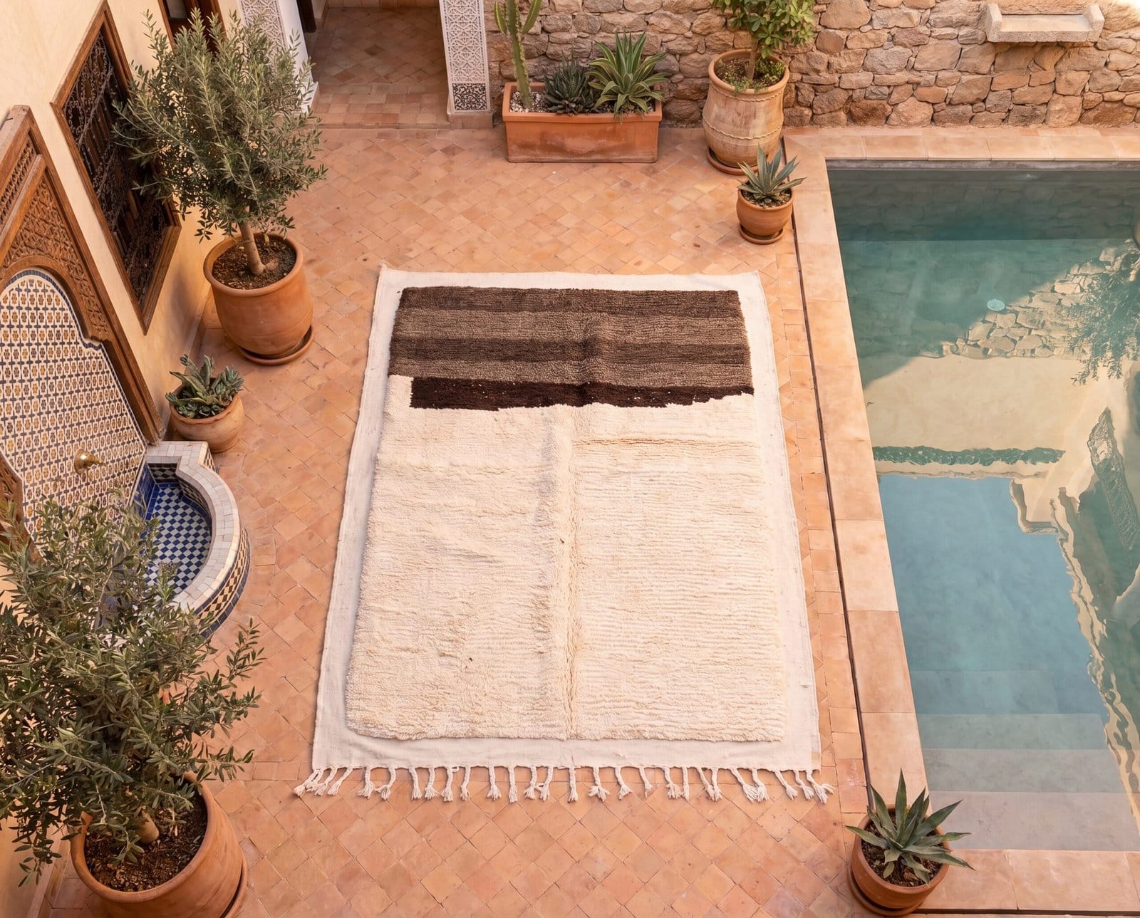 luxury-beni-ourain-style-rug-handmade-moroccan-jpg Luxury Beni Ourain Rug | Ivory & Brown Handmade Moroccan Wool Area Rug