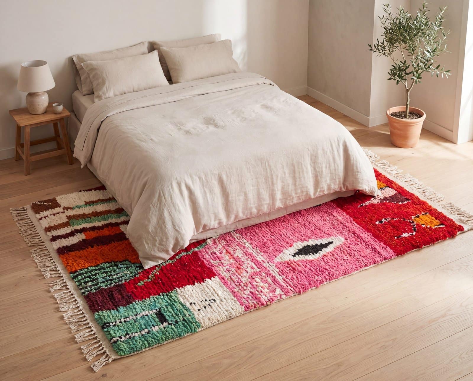 luxury-boho-moroccan-rug-handwoven-abstract-wool-rug Colorful Moroccan Azilal Rug | Handmade Abstract Berber Wool Rug | Boho Rainbow Area Rug | Tribal Handwoven Carpet | Eclectic Decor