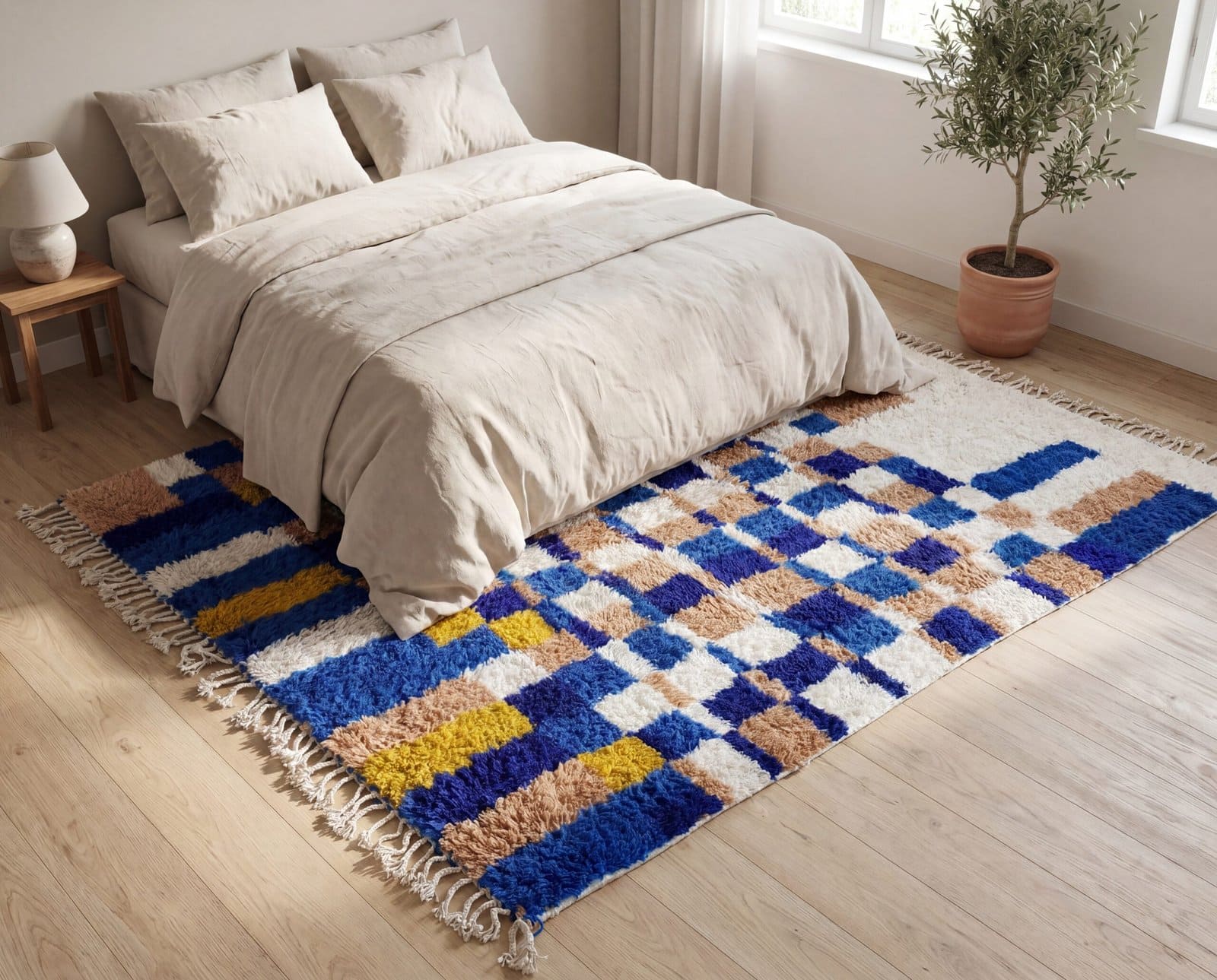 luxury-moroccan-area-rug-handwoven-wool-tribal-design Handmade Moroccan Azilal Rug | Blue Berber Wool Geometric Carpet