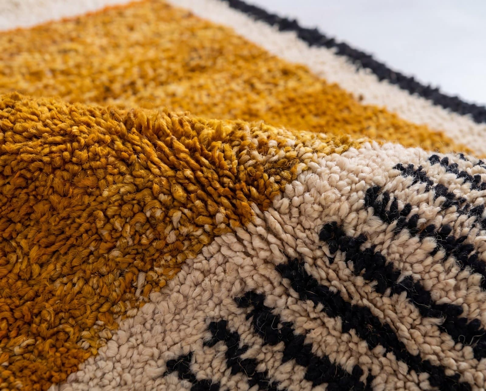 luxury-moroccan-rug-neutral-yellow-black-bohemian-decor Mustard Yellow Beni Ourain Rug | Black Geometric Striped Moroccan Wool Rug | Handwoven Berber Area Rug | Tribal Handmade Carpet | Teppich