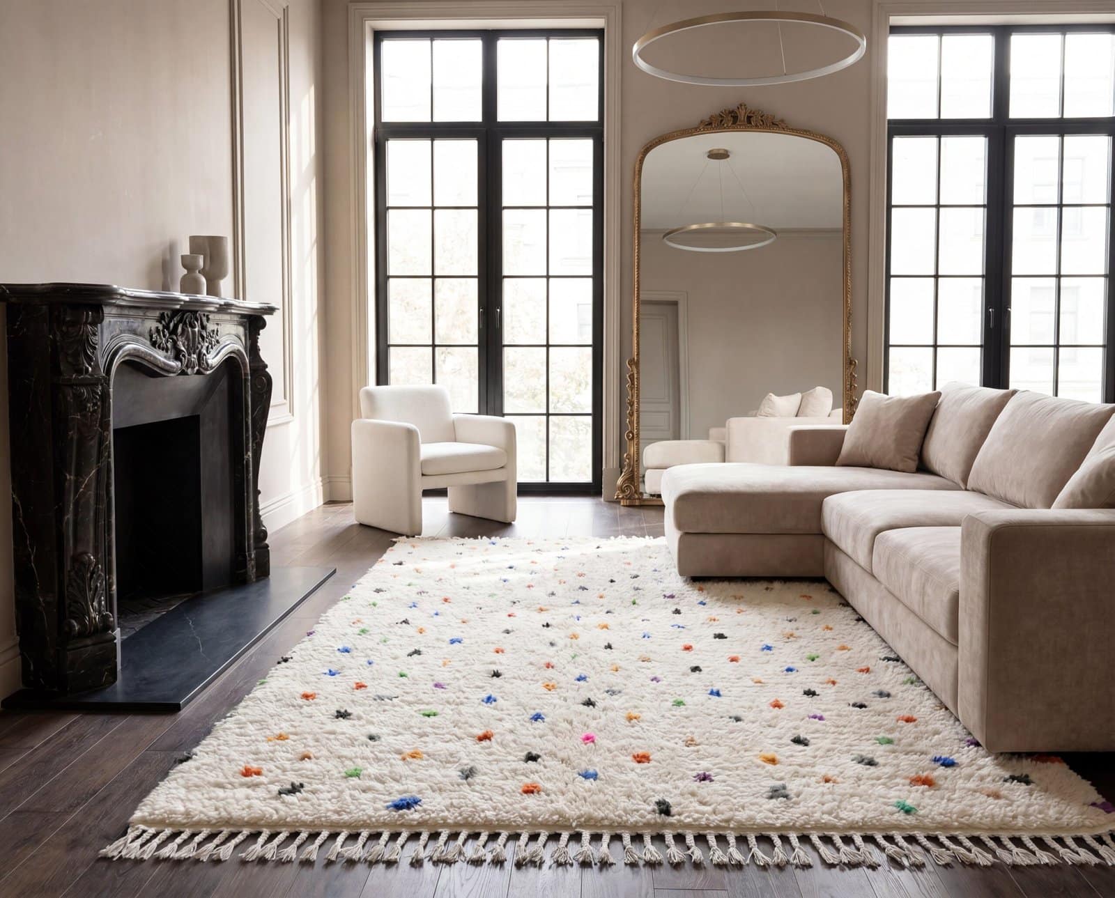 minimalist-moroccan-polka-dot-rug-luxury-wool-area-rug Ivory Polka Dot Moroccan Rug | Handmade Berber Wool Carpet | Modern Boho Area Rug | Nursery & Living Room Decor | Custom Size Rug