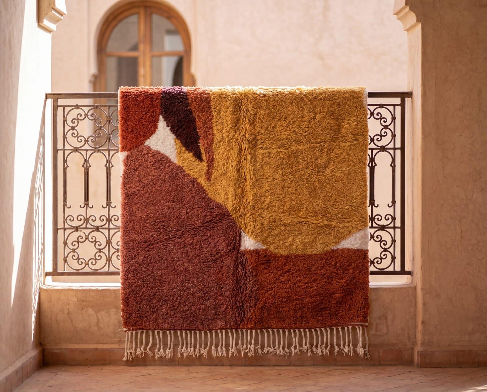 minimalist-moroccan-wool-rug-neutral-living-room Terracotta Moroccan Rug, Modern Earthy Moroccan Rug