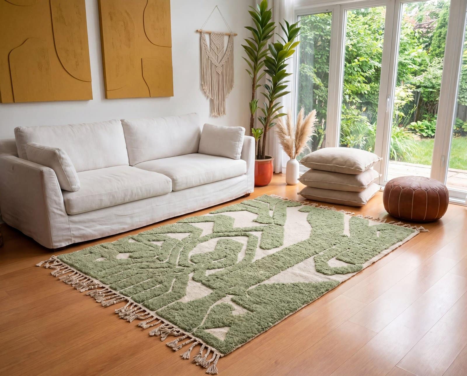 minimalist-olive-green-moroccan-rug-modern-area-rug Handmade Olive Green Moroccan Wool Rug, Abstract Berber Shag Area Carpet