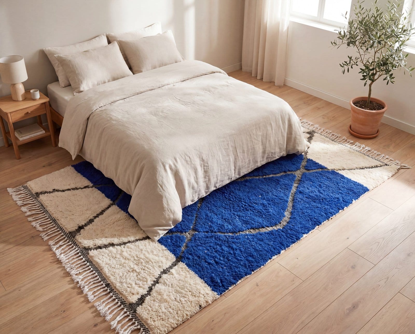 modern-berber-area-rug-cobalt-blue-moroccan Royal Blue Beni Ourain Rug | Handmade Moroccan Berber Wool Area Rug for Modern Boho Decor