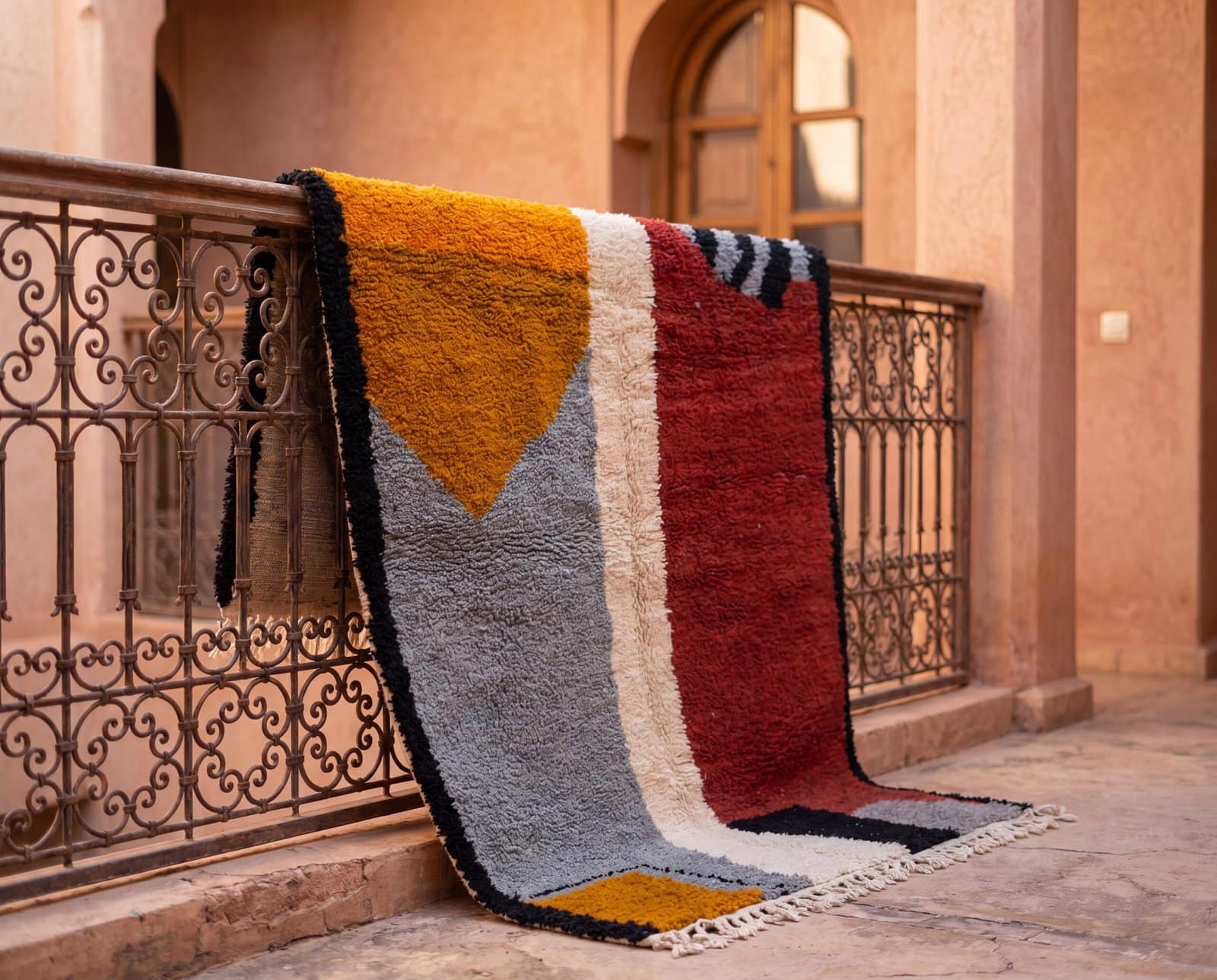 modern-moroccan-rug-colorblock-berber-wool-area-rug-handmade Modern Colorblock Moroccan Rug | Handmade Berber Wool Area Rug | Geometric Color Block Carpet | Boho Living Room Rug | Custom Size