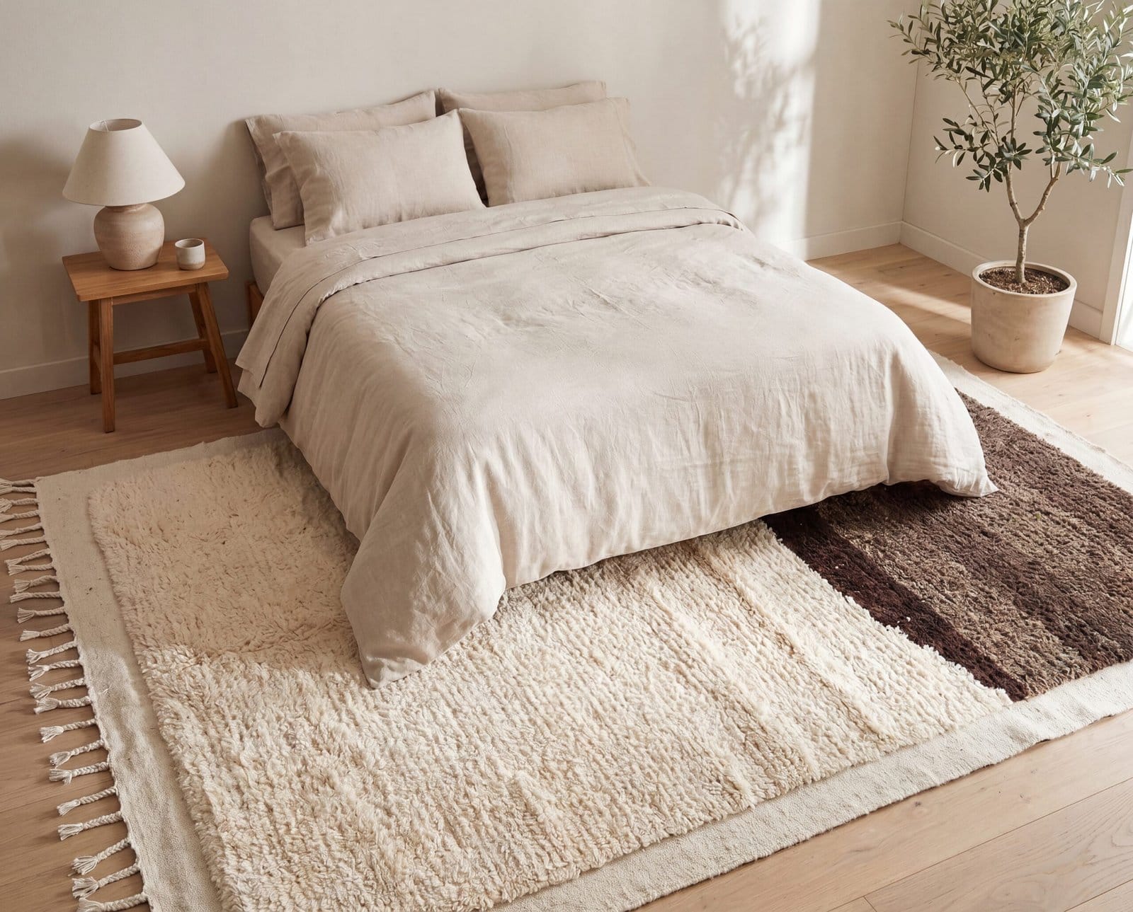 modern-moroccan-rug-neutral-wool-carpet-boho-decor-jpg Luxury Beni Ourain Rug | Ivory & Brown Handmade Moroccan Wool Area Rug