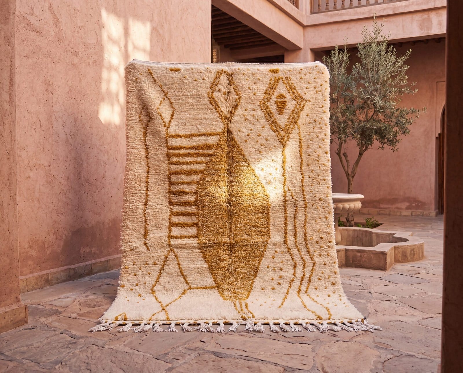 moroccan-berber-rug-beni-ourain-ivory-mustard-geometric-handmade Mustard Geometric Moroccan Wool Carpet | Handmade Berber Area Rug | Boho Modern Living Room Decor