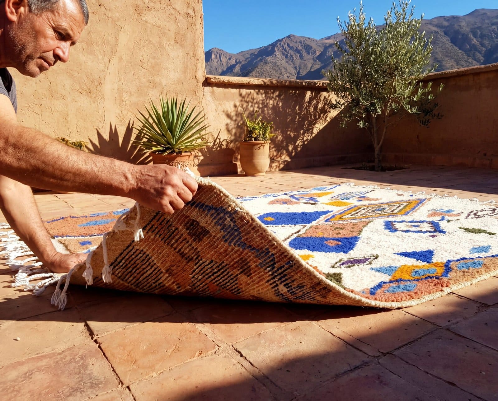moroccan-boho-area-rug-handmade-shag-rug-etsy-style Handmade Moroccan Azilal Rug, Colorful Tribal Geometric Berber Carpet