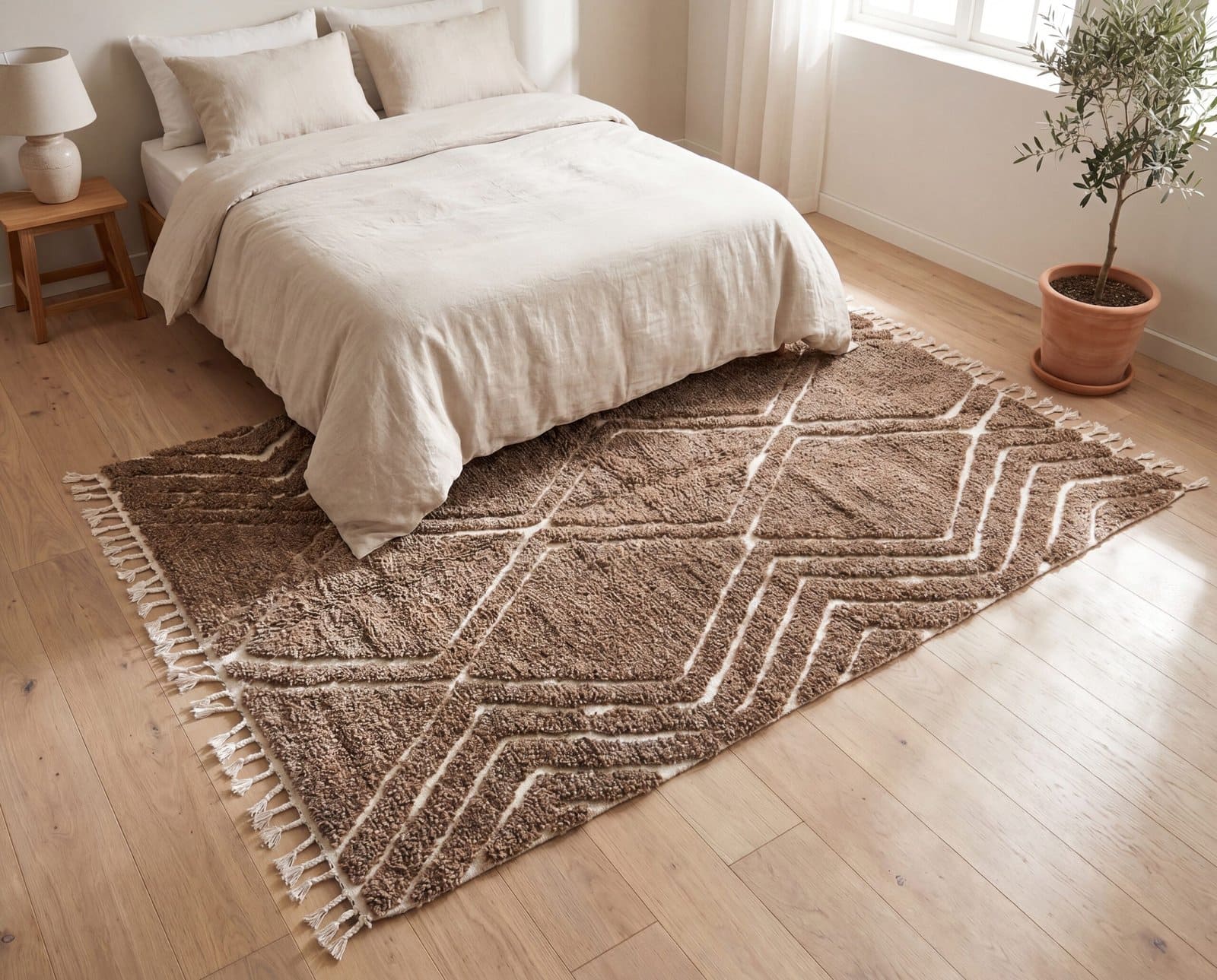 moroccan-diamond-pattern-rug-large-area-rug Brown Handmade Wool Carpet |Artisan Moroccan Geometric Rug | Boho Berber Area Rug | Tribal Decor | unique home gift