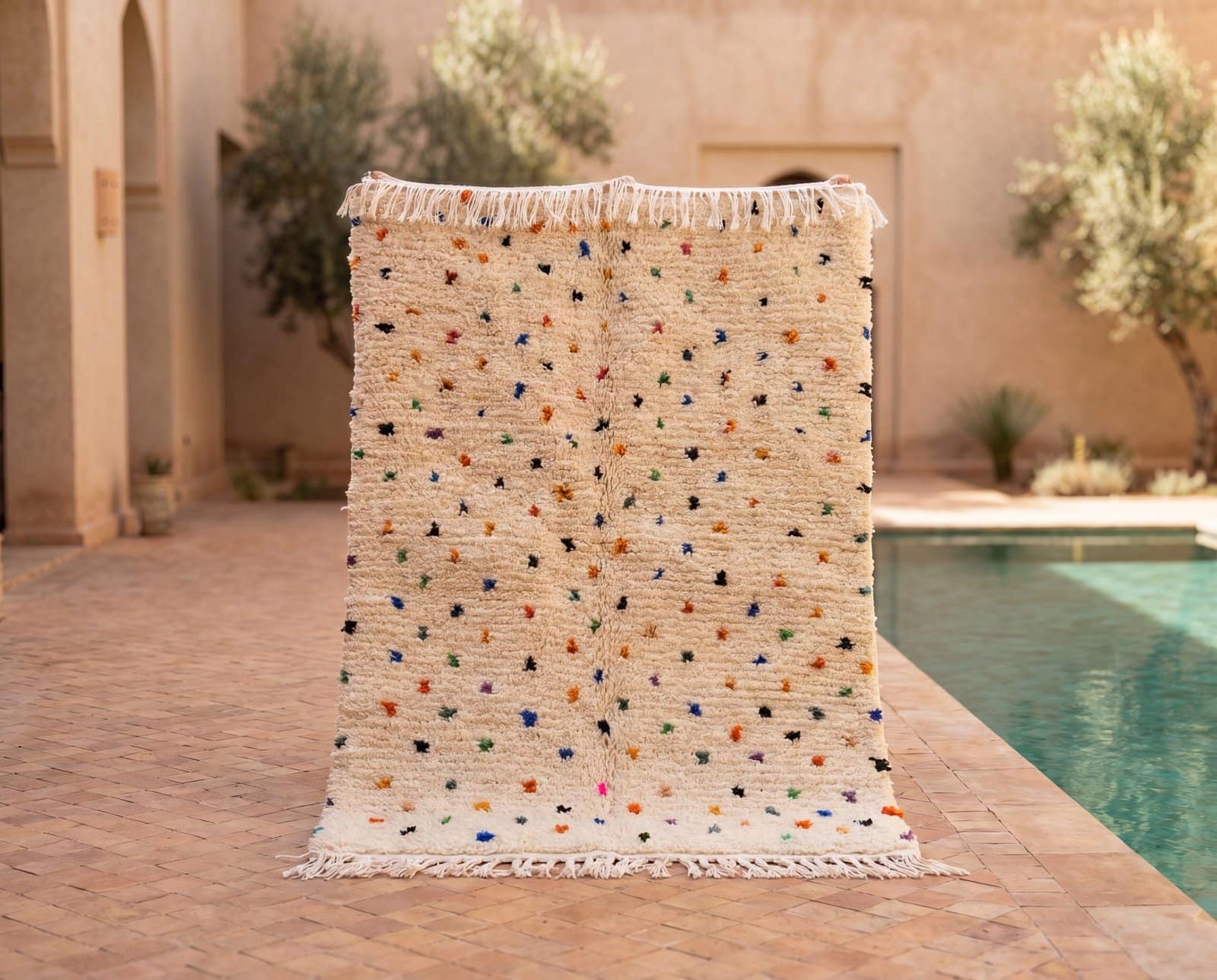 moroccan-polka-dot-rug-colorful-speckled-beni-ourain-wool-rug-boho-carpet Ivory Polka Dot Moroccan Rug | Handmade Berber Wool Carpet | Modern Boho Area Rug | Nursery & Living Room Decor | Custom Size Rug