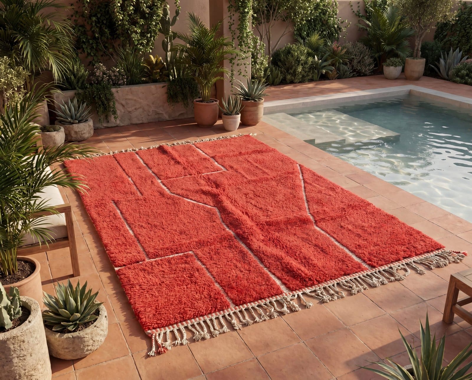 moroccan-red-azilal-rug-handmade-berber-wool-rug-modern-geometric-carpet Handmade Beni Ourain Red Rug – Authentic Moroccan Red Rug, Geometric Design, Boho Home Decor