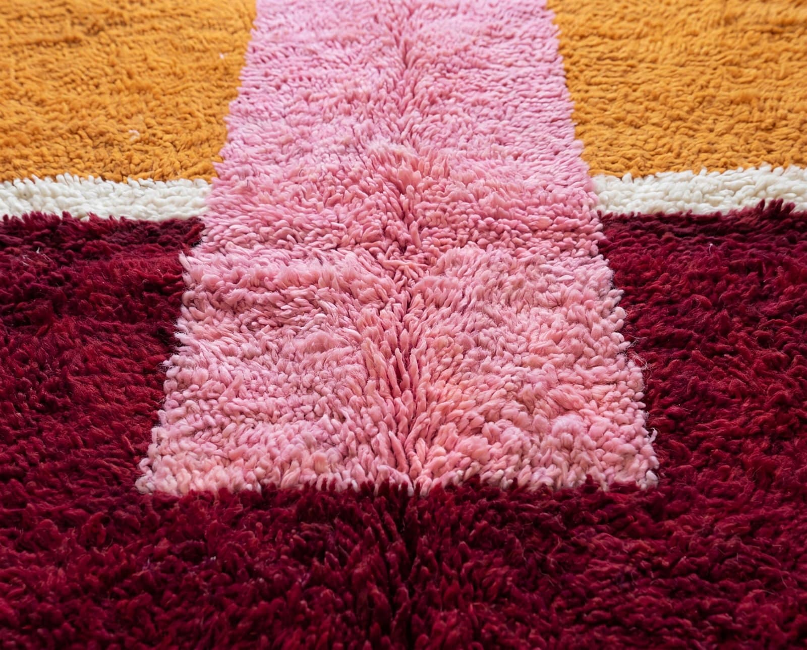 moroccan-rug-center-closeup Handmade Beni Ourain Wool Rug, Colorful Moroccan Geometric Area Rug