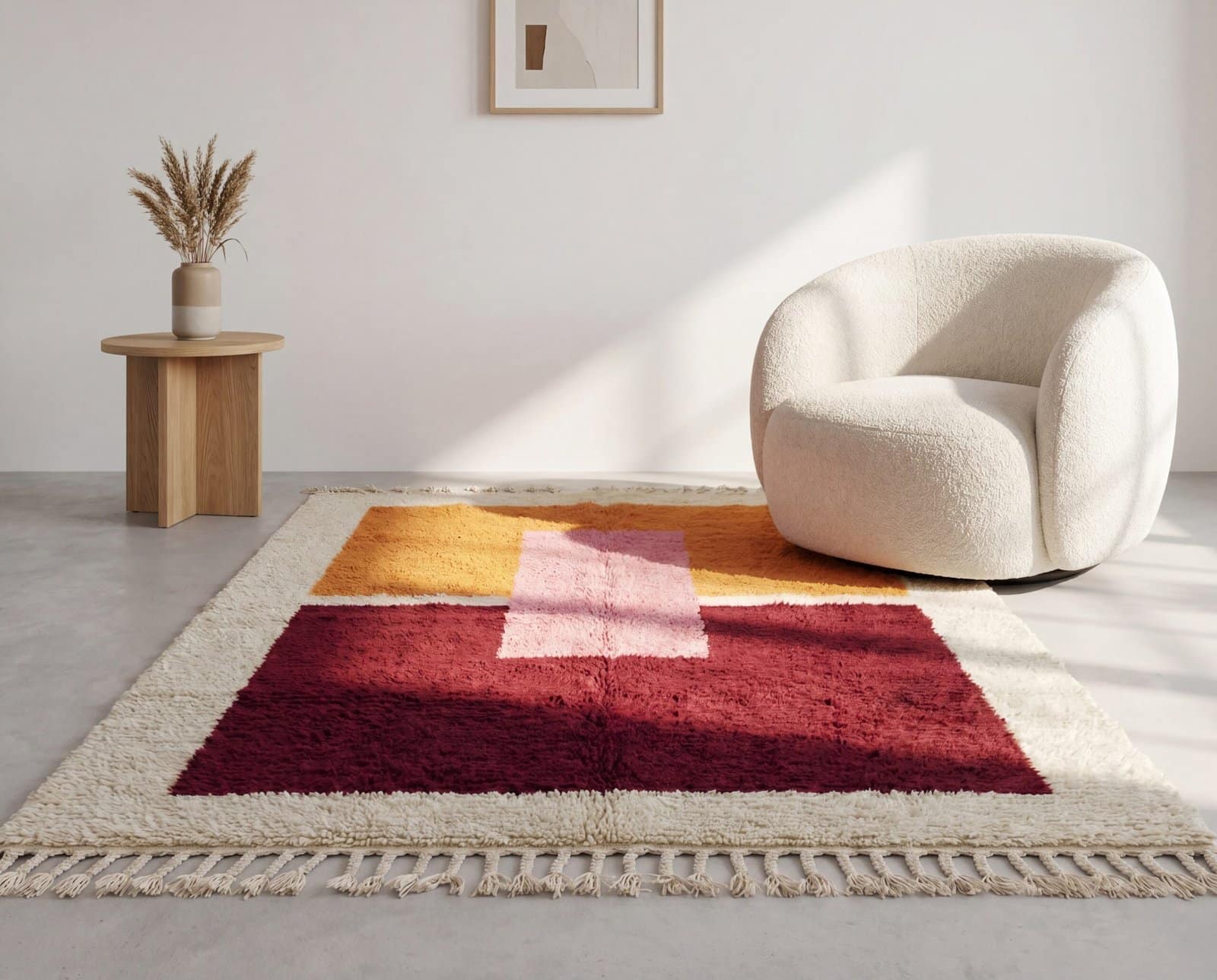 moroccan-rug-contemporary-artistic-interior Handmade Beni Ourain Wool Rug, Colorful Moroccan Geometric Area Rug