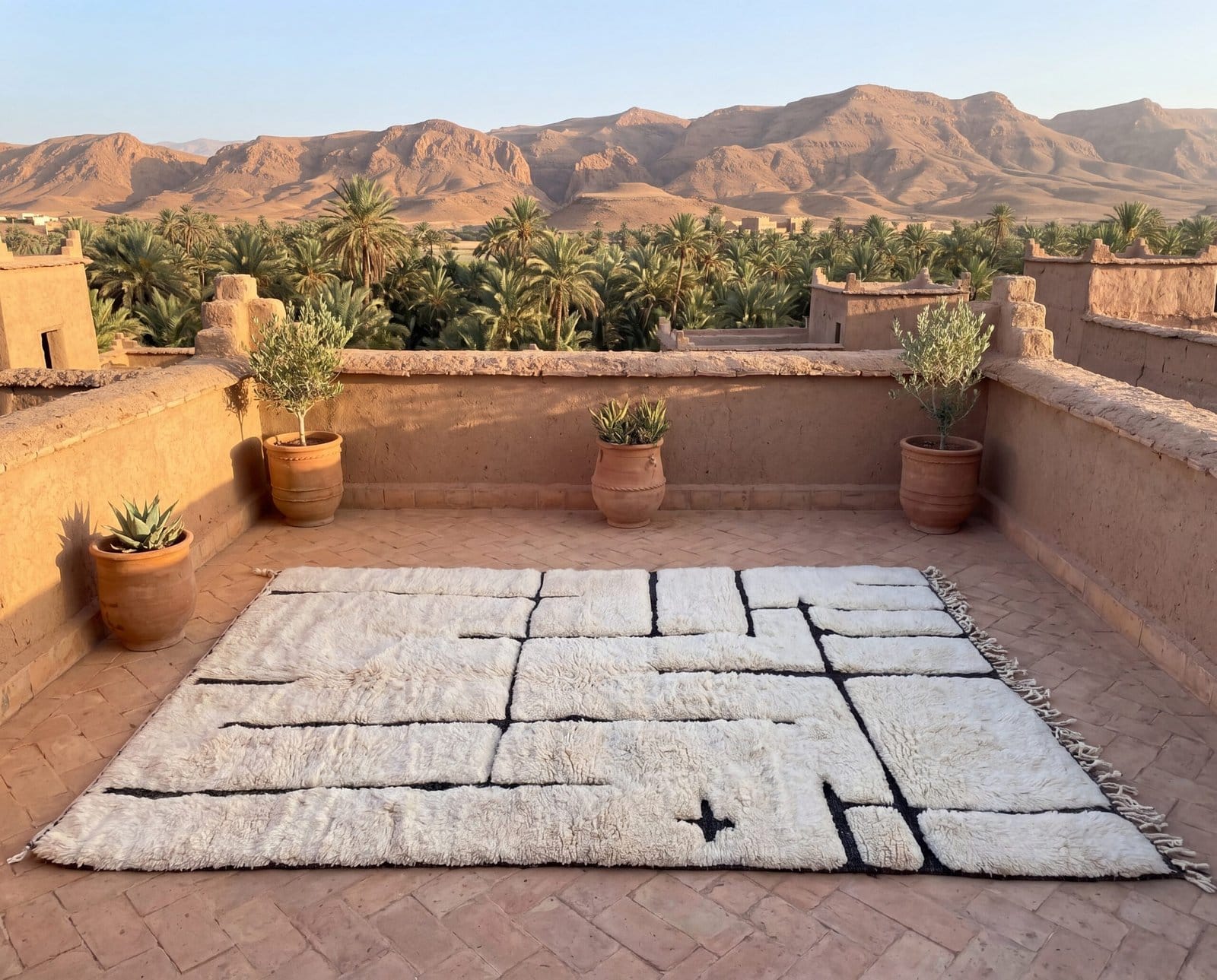 off-white-rug-natural-wool-rug-modern-boho-scandinavian-rug Handmade Ivory Moroccan Beni Mrirt Rug, High Pile Wool Berber Carpet
