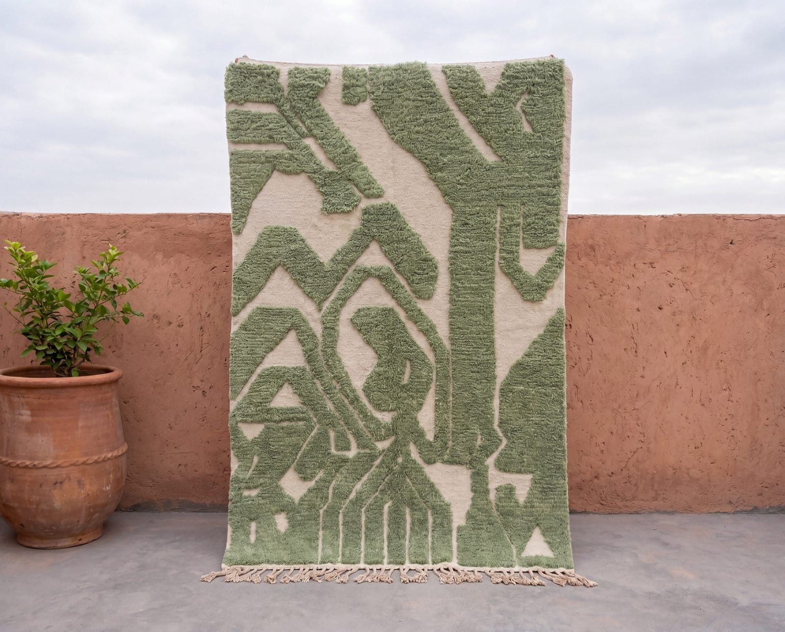 olive-green-moroccan-berber-wool-rug-handmade-area-rug Handmade Olive Green Moroccan Wool Rug, Abstract Berber Shag Area Carpet