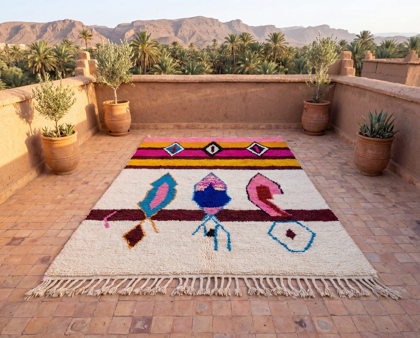 pink-moroccan-rug-berber-wool-area-rug-handmade Pink Moroccan Berber Rug | Handmade Colorful Wool Area Rug | Plush Boho Tribal Carpet | Cream Living Room Decor | Custom Size