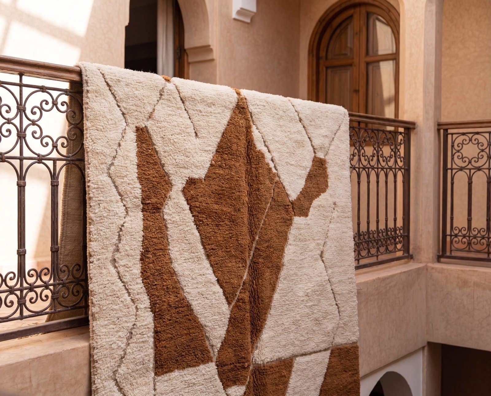 plush-beni-ourain-rug-ivory-brown-shag-area-rug Brown & White Geometric Beni Ourain Rug | Handmade Moroccan Wool Area Rug | Berber Tribal Carpet | Modern Boho Home Deco | Custom Size Rugs