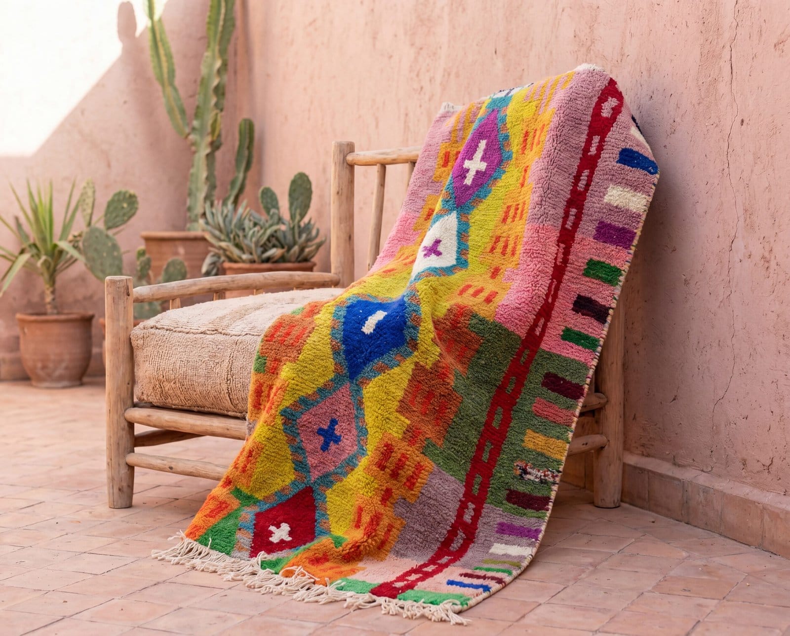 premium-azilal-berber-rug-colorful-tribal-design Colorful Moroccan Rug, Artistic Moroccan Wool Rug, Custom Morrocan Rug, Handmade Carpet