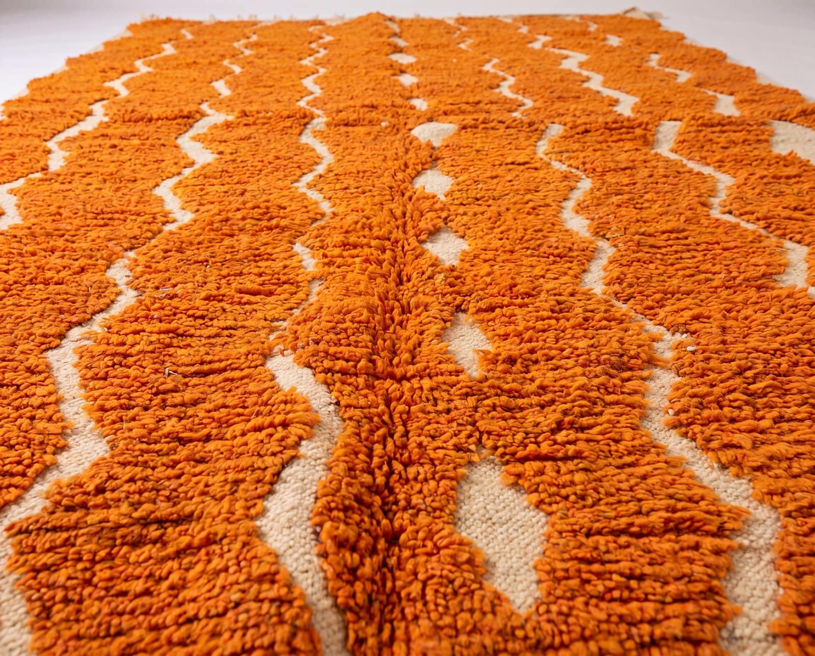 southwestern-boho-rug-orange-ivory-geometric-design Orange Beni Ourain Rug | Handmade Moroccan Wool Berber Carpet