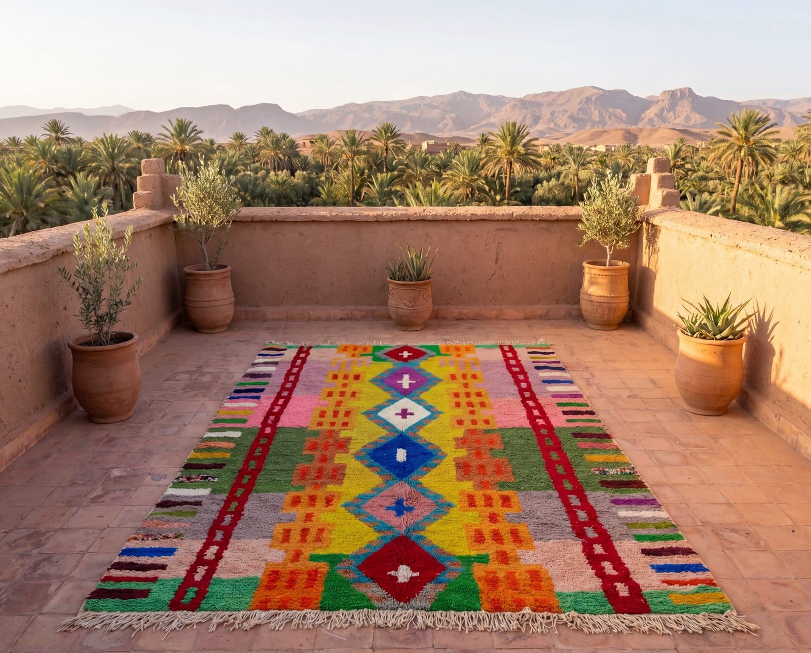 vibrant-azilal-moroccan-rug-boho-area-rug Colorful Moroccan Rug, Artistic Moroccan Wool Rug, Custom Morrocan Rug, Handmade Carpet