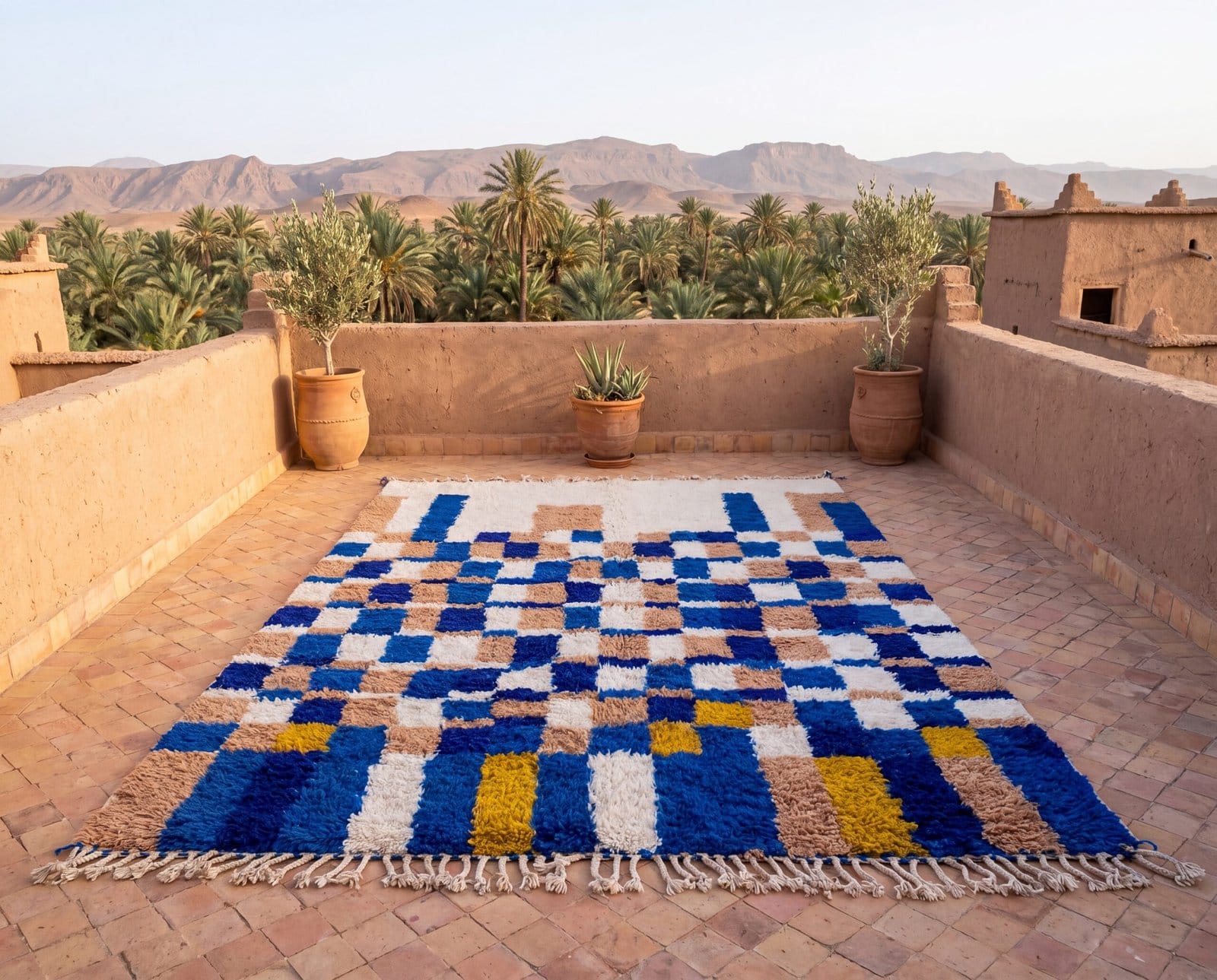 vintage-azilal-rug-colorful-berber-wool-home-decor Handmade Moroccan Azilal Rug | Blue Berber Wool Geometric Carpet