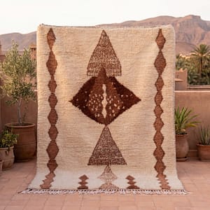 Generated Image May 10, 2026 - 10_39PM Handwoven Wool Azilal Rug – Cream Berber Carpet with Brown Accents