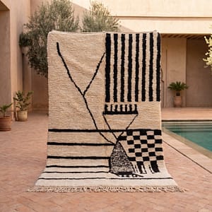 abstract-black-white-moroccan-rug-handmade-berber-wool-area-rug Abstract Berber Wool Rug | Black White Moroccan Tribal Carpet | Large Geometric Abstract Rug