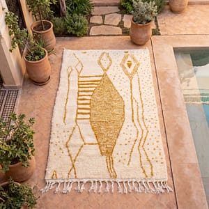 artisan-handmade-moroccan-rug-beni-ourain-style Mustard Geometric Moroccan Wool Carpet | Handmade Berber Area Rug | Boho Modern Living Room Decor