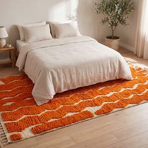 boho-moroccan-rug-large-living-room-statement-piece Orange Beni Ourain Rug | Handmade Moroccan Wool Berber Carpet