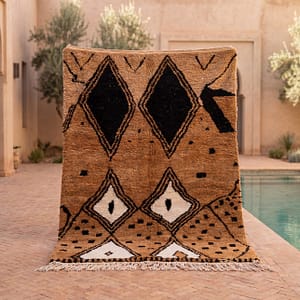 luxury-moroccan-wool-rug-handmade-tribal-carpet Hand-Knotted Beni Ourain Wool Rug, Brown White Berber Shag Carpet