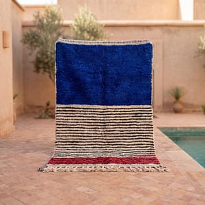 moroccan-blue-ivory-berber-rug-handmade-beni-ourain-style-wool-rug Cobalt Blue Berber Rug | Authentic Handwoven Wool Tribal Moroccan Area Rug