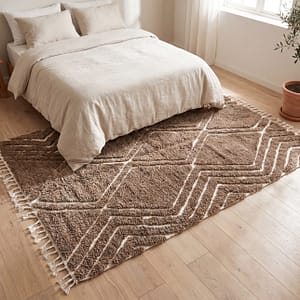 moroccan-diamond-pattern-rug-large-area-rug Brown Handmade Wool Carpet |Artisan Moroccan Geometric Rug | Boho Berber Area Rug | Tribal Decor | unique home gift