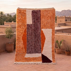 orange-wool-morrocan-rug Burgundy Moroccan Rug - Modern Abstract Moroccan Rug 9x12 - Handmade Wool Rug - Beni Ourain Rug - Orange Morrocan Rug - Berber Rug