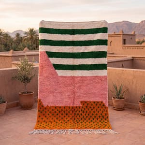 pink-green-brown-moroccan-wool-rug berber wool area rug for Living room
