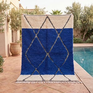 premium-moroccan-wool-rug-blue-diamond-design Royal Blue Beni Ourain Rug | Handmade Moroccan Berber Wool Area Rug for Modern Boho Decor