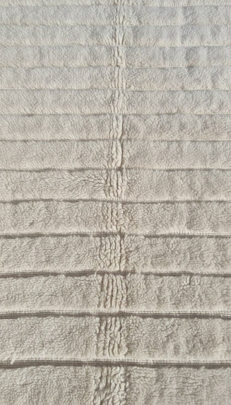 minimalist-white-moroccan-rug-natural-wool-hand-knotted Custom Size Moroccan Beni M'rirt Rug, Ivory White carpet, High Pile Neutral Berber Carpet Living Room