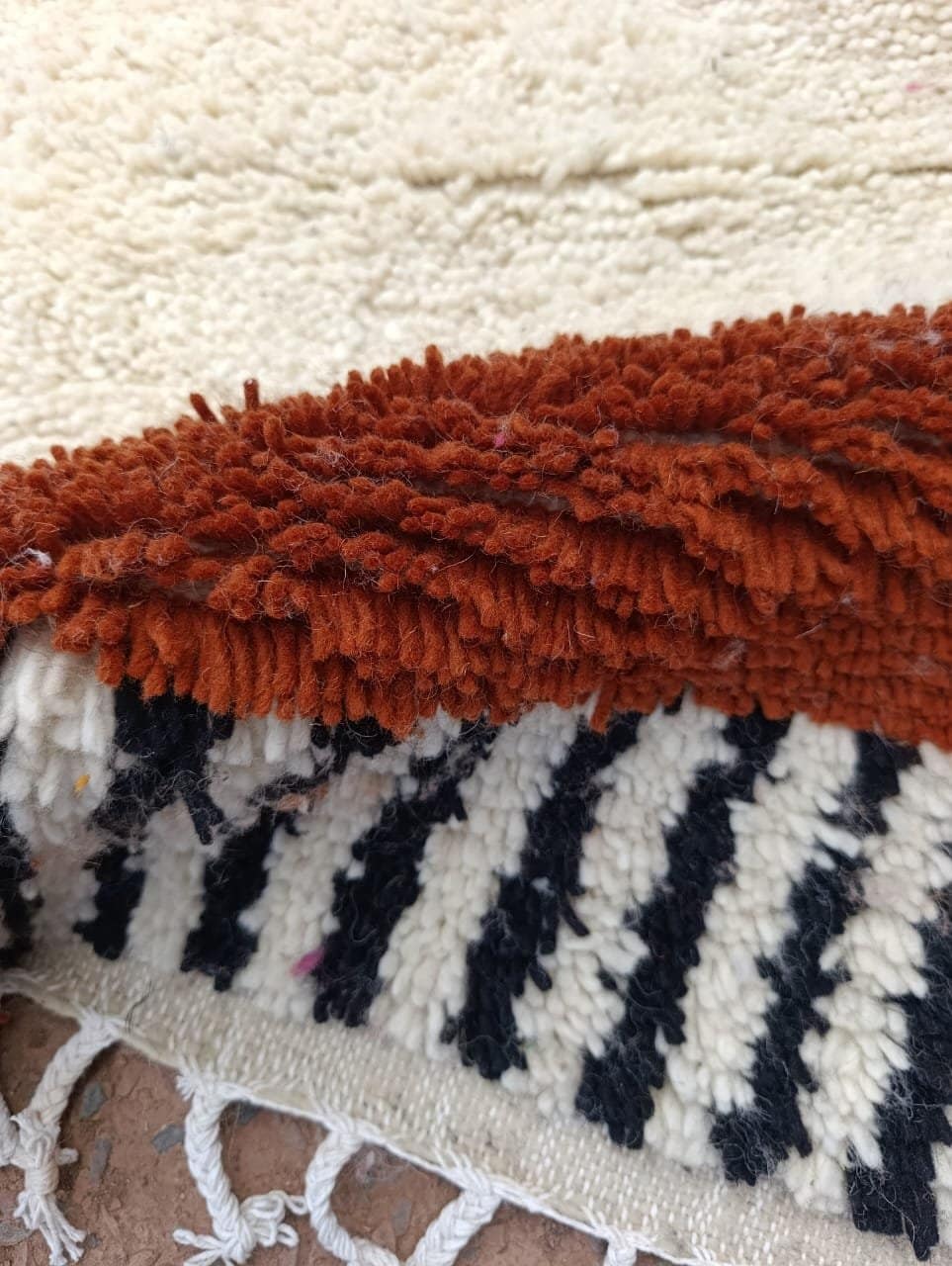 authentic-berber-weaving-rug-natural-wool-handmade-moroccan-rug Authentic Moroccan Berber Rug, Handwoven Wool Area Rug, Neutral Boho Living Room Carpet, Geometric Decor