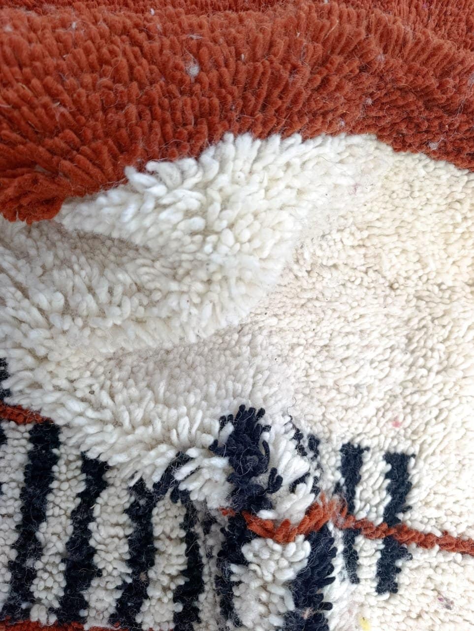 luxury-handwoven-moroccan-wool-rug-plush-textured-home-decor Authentic Moroccan Berber Rug, Handwoven Wool Area Rug, Neutral Boho Living Room Carpet, Geometric Decor