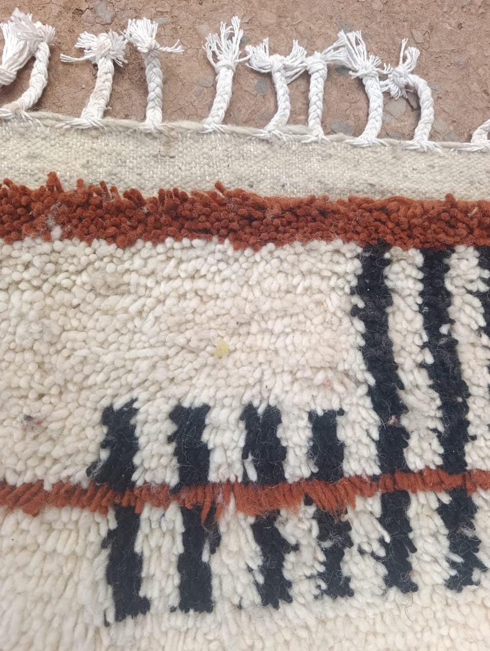 thick-pile-moroccan-wool-rug-handwoven-berber-textured-area-rug Authentic Moroccan Berber Rug, Handwoven Wool Area Rug, Neutral Boho Living Room Carpet, Geometric Decor