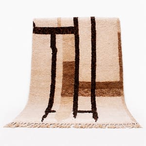 handmade-brown-moroccan-rug Handmade brown Moroccan wool area rug with Berber design full view