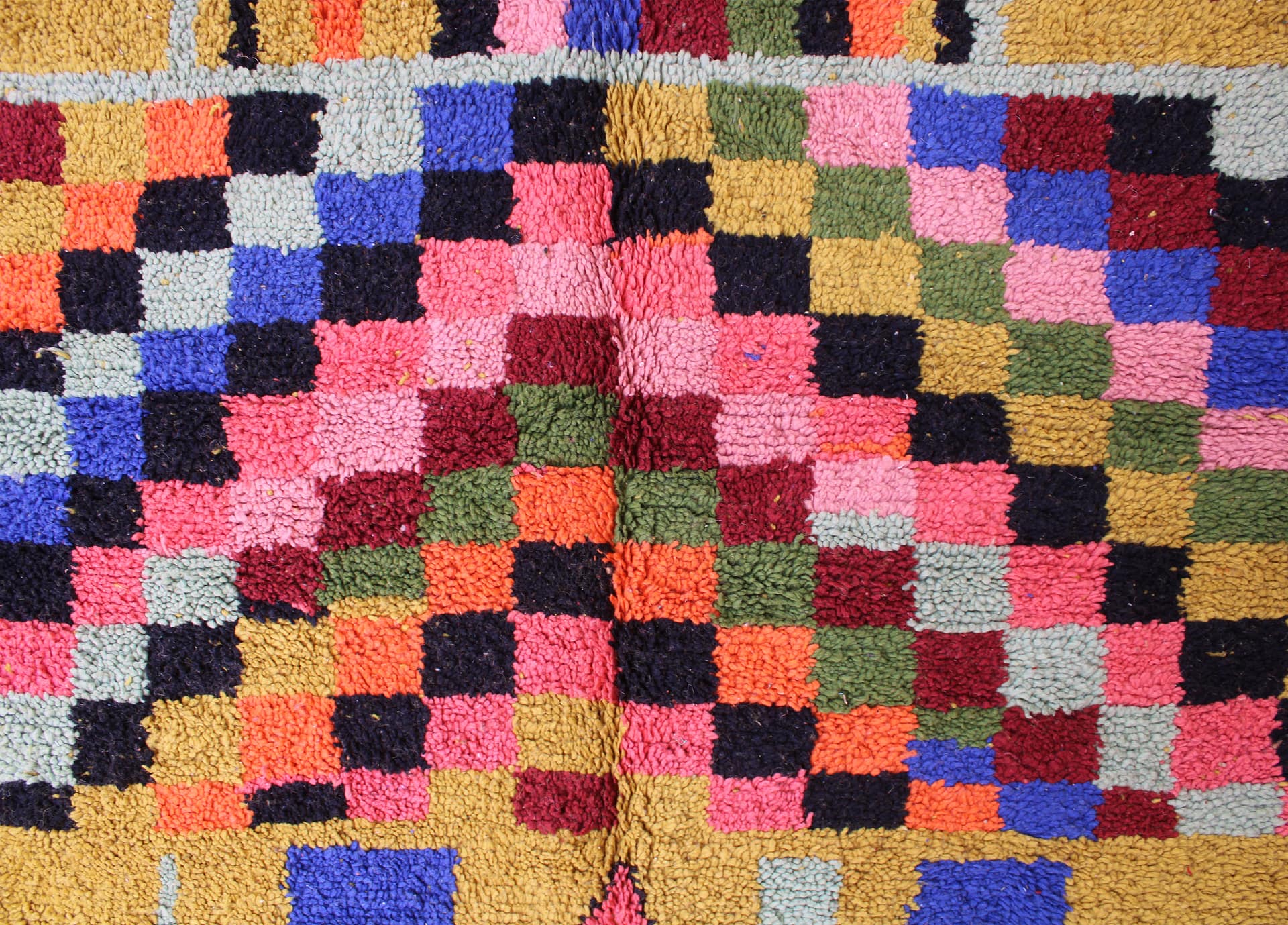handmade-mustard-beni-ourain-rug handmade berber yellow rug top view