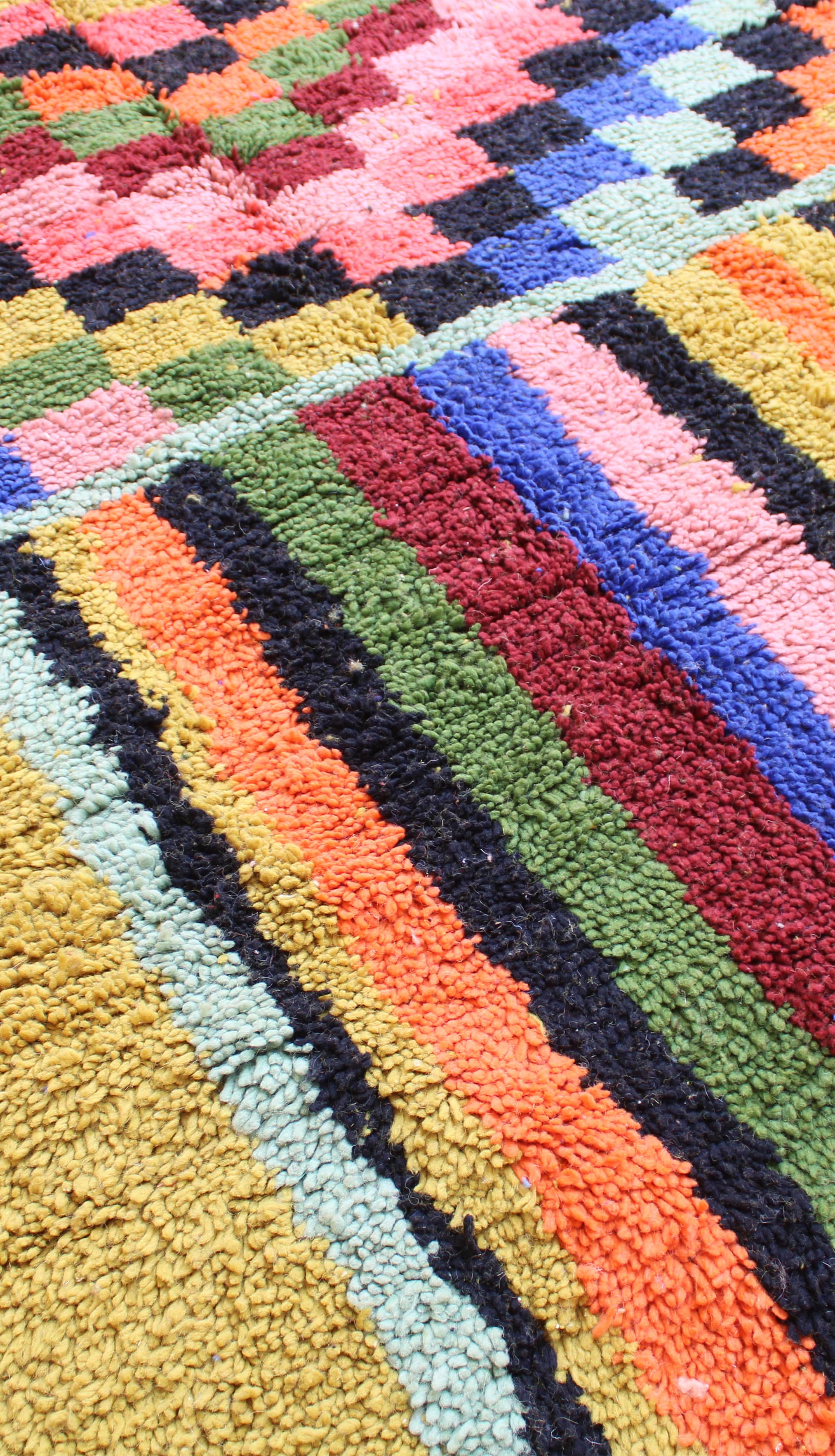 warm-yellow-moroccan-wool-area-rug Authentic Berber mustard wool rug from Atlas Mountains close up